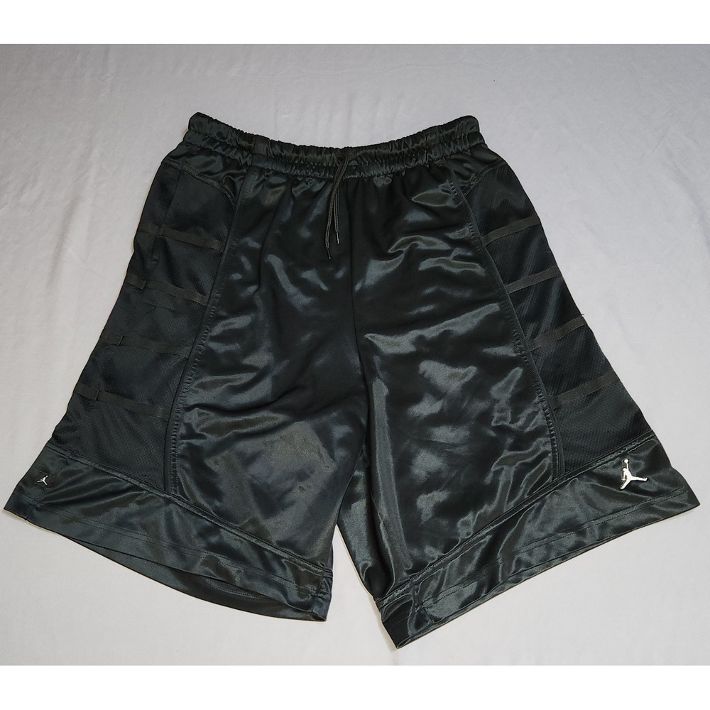Jordan Brand Mens Basketball Shorts Black Satin Mesh Side Panel Jumpman XL